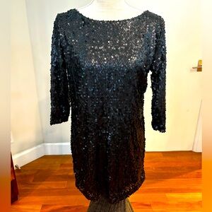 ZARA Black Sequin 3/4 Sleeve Mini Dress - Elegant & Sparkly
